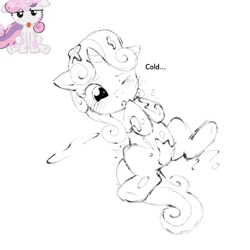 Size: 446x446 | Tagged: questionable, artist:curb_stomp3d, sweetie belle, blushing, bukkake, cold, cum, female, foalcon, g4, horn, imported from derpibooru, lying down, mare, messy, on back, pony, simple background, sketch, solo, unicorn, white background