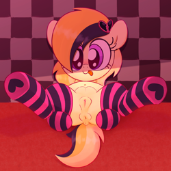 Size: 2000x2000 | Tagged: explicit, artist:algoatall, :p, anatomically correct, anus, belly, belly button, blushing, clitoris, clothes, crotchboobs, cute, cute porn, dock, dyed mane, earth pony, female, filly, foal, foalcon, g4, genitals, hairclip, imported from derpibooru, legwear, lying down, makeup, mascara, nipples, noi, nudity, on back, ponut, pony, presenting, smiling, socks, solo, spread legs, spreading, stockings, striped socks, tail, teats, teenager, thigh highs, tongue out, underage, vulva