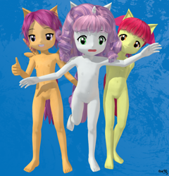 Size: 769x802 | Tagged: explicit, artist:anonjg, apple bloom, scootaloo, sweetie belle, 3d, anthro, banned from derpibooru, cutie mark crusaders, earth pony, female, imported from twibooru, lolicon, pegasus, sofurry cub purge, underage, unicorn