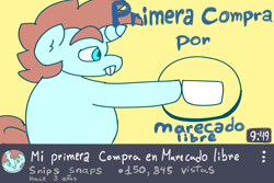 Size: 3600x2400 | Tagged: safe, artist:mannybcadavera, bucktooth, colt, curi, curimomo, foal, g4, high res, horn, imported from derpibooru, male, pointing, pony, snips, solo, spanish, spanish text, text, unicorn