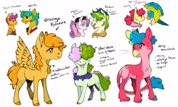 Size: 4600x2773 | Tagged: safe, artist:sandieflower, apple bloom, scootaloo, sweetie belle, oc, oc:orange breeze, oc:shiny macintosh, oc:starshine, beret, chest fluff, clothes, cutie mark crusaders, earth pony, female, filly, foal, freckles, g4, gallus, goldie delicious' shawl, hair over eyes, hat, helmet, high res, hippogriff, horn, imported from derpibooru, interspecies offspring, leonine tail, male, mare, no sclera, offspring, older, older apple bloom, older cmc, older gallus, older pistachio, older scootaloo, older snails, older sweetie belle, open mouth, open smile, parent:apple bloom, parent:gallus, parent:pistachio, parent:scootaloo, parent:snails, parent:sweetie belle, parents:gallbloom, parents:snailoo, parents:sweetiestachio, pegasus, pistachio, pony, royal guard, royal guard gallus, shawl, ship:gallbloom, ship:sweetiestachio, shipping, simple background, smiling, snailoo, snails, stallion, straight, tail, text, unicorn, white background