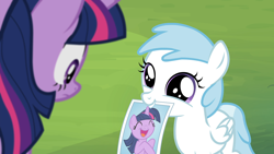 Size: 3840x2160 | Tagged: safe, twilight sparkle, ^^, alicorn, behaving like a dog, cotton cloudy, cotton cloudy reveals, cottonbetes, cute, eyes closed, female, filly, foal, g4, imported from derpibooru, mare, mouth hold, my little pony: friendship is magic, pegasus, photo, pony, screencap, season 4, trade ya!, upscaled