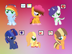 Size: 1200x900 | Tagged: safe, artist:rainbowcow69, oc, oc:apple blossom, oc:candied apple, oc:cosmic sparkle, oc:green ruby, oc:party fondue, oc:sky spectrum, alicorn, alicorn oc, base used, coat markings, colored wings, colored wingtips, cute, dracony, earth pony, facial markings, female, filly, filly oc, foal, freckles, gradient background, gradient horn, gradient mane, gradient wings, hair over one eye, horn, hybrid, imported from derpibooru, interspecies offspring, mealy mouth (coat marking), oc only, offspring, parent:applejack, parent:big macintosh, parent:caramel, parent:cheese sandwich, parent:flash sentry, parent:fluttershy, parent:pinkie pie, parent:rainbow dash, parent:rarity, parent:soarin', parent:spike, parent:twilight sparkle, parents:carajack, parents:cheesepie, parents:flashlight, parents:fluttermac, parents:soarindash, parents:sparity, pegasus, pony, smiling, snip (coat marking), striped mane, tongue out, unicorn, unshorn fetlocks, wings