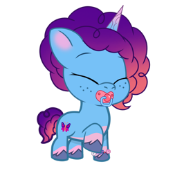 Size: 1280x1280 | Tagged: safe, artist:bluemario11, female, filly, foal, g5, horn, imported from derpibooru, misty brightdawn, pacifier, rebirth misty, simple background, transparent background, unicorn