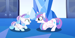 Size: 1280x657 | Tagged: safe, artist:patriciava, princess flurry heart, oc, oc:starshine, alicorn, female, filly, foal, g4, imported from derpibooru, indoors, mare, older, older flurry heart, pony