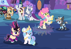 Size: 1280x880 | Tagged: safe, artist:patriciava, oc, oc:applehoney, oc:aurora sentry, oc:bluestorm, oc:diamond heart, oc:flutterhair, oc:starshine, alicorn, chaos pony, clothes, costume, dracony, earth pony, female, filly, foal, g4, halloween, halloween costume, holiday, horn, hybrid, imported from derpibooru, interspecies offspring, li'l cheese, mare, nightmare night, offspring, older, older li'l cheese, outdoors, parent:applejack, parent:caramel, parent:discord, parent:flash sentry, parent:fluttershy, parent:rainbow dash, parent:rarity, parent:soarin', parent:spike, parent:twilight sparkle, parents:carajack, parents:discoshy, parents:flashlight, parents:soarindash, parents:sparity, pegasus, pony, unicorn