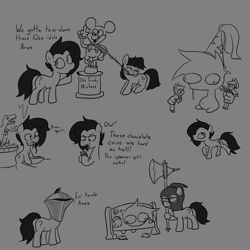 Size: 3500x3500 | Tagged: safe, artist:this_sl0th, oc, oc:filly anon, dialogue, drool, earth pony, eating, equestria girls, eyes closed, eyes open, female, filly, foal, g4, imported from derpibooru, messy eating, mouth hold, oc only, pony, rope, simple background, solo, straining