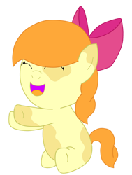 Size: 749x993 | Tagged: safe, artist:kannayui, oc, oc:pear blossom, baby, baby pony, earth pony, female, filly, foal, imported from derpibooru, oc only, offspring, parent:apple bloom, parent:pipsqueak, parents:pipbloom, pony, simple background, solo, transparent background