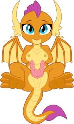 Size: 6400x10665 | Tagged: explicit, artist:dailevy, artist:parclytaxel, absurd resolution, anthro, anus, banned from derpibooru, breasts, dragon, dragoness, edit, female, futa, futa edit, futa smolder, hemipenis, herm, imported from twibooru, intersex, lolicon, looking at you, lying down, multidick, nipples, nudity, on back, paws, penis, presenting, secret horse files, simple background, smiling, smolder, solo, solo futa, spread legs, spread wings, spreading, transparent background, underage, underpaw, vector, vulva, wings