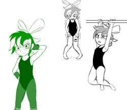Size: 1061x920 | Tagged: explicit, artist:permpony, oc, oc:susie supreme, armpits, banned from derpibooru, blushing, bow, clothes, cum, cumming, female, freckles, gymnastics, hair bow, heart eyes, human, humanized, humanized oc, imported from twibooru, leotard, lolicon, looking at you, looking down, sex toy, shaking, solo, underage, vaginal secretions, vibrator, wingding eyes
