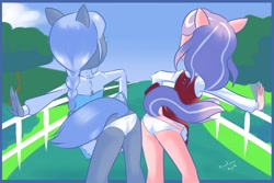 Size: 800x533 | Tagged: suggestive, artist:drantyno, diamond tiara, silver spoon, anthro, banned from derpibooru, bump bump sugar lump rump, butt to butt, butt touch, clothes, female, imported from twibooru, lolicon, panties, skirt, underage, underwear, upskirt, white underwear