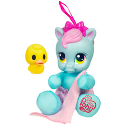 Size: 400x400 | Tagged: safe, photographer:absol, baby, baby dash (g3), baby pony, bath, bird, bow, cute, diaper, diaper dash (g3), diarainies, duck, female, filly, foal, g3, g3 logo, g3.5, g3.5 logo, hair bow, heart, heart eyes, imported from derpibooru, logo, my little pony logo, newborn cuties, official, pony, rainbow dash (g3), rubber duck, simple background, so soft, so soft rainbow dash, solo, towel, toy, white background, wingding eyes