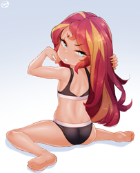 Size: 2388x2942 | Tagged: suggestive, artist:born-to-die, banned from derpibooru, child, clothes, edit, equestria girls, female, human, human edit, imported from twibooru, lolicon, panties, solo, solo female, sunset shimmer, underage, underwear, upscaled, young, younger