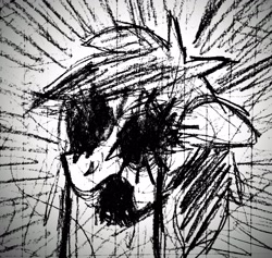 Size: 2707x2564 | Tagged: grimdark, artist:dhm, oc, oc:filly anon, female, filly, foal, imported from derpibooru, lined paper, pain, pencil drawing, solo, traditional art, vent art