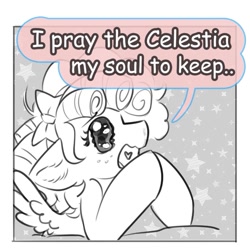 Size: 1023x1023 | Tagged: safe, artist:opalacorn, cozy glow, cropped, edit, female, filly, floppy ears, foal, g4, hooves together, imported from derpibooru, pegasus, pony, praying, solo, speech bubble