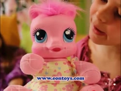 Size: 640x480 | Tagged: safe, 2010, baby, baby pony, bulgaria, clothes, commercial, cute, earth pony, eon toys, female, filly, foal, g3, g3.5, human, human female, imported from derpibooru, indoors, irl, irl human, newborn cuties, photo, pinkie pie (g3), pinkiebetes, pony, screencap, shirt, so soft, so soft pinkie pie, sparkles, target demographic, toy