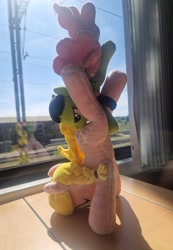 Size: 2746x3978 | Tagged: safe, pinkie pie, oc, oc:filly anon, artist needed, female, filly, foal, g4, imported from derpibooru, irl, lily valley, photo, plushie