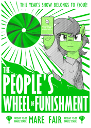 Size: 3000x4242 | Tagged: safe, artist:moonatik, oc, oc:filly anon, oc:morning mimosa, clothes, earth pony, earth pony oc, female, filly, foal, imported from derpibooru, mare fair, oc only, pony, poster, propaganda parody, solo