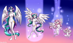 Size: 1024x614 | Tagged: explicit, artist:anibaruthecat, princess celestia, age regression, alternate version, anthro, banned from derpibooru, breasts, busty princess celestia, cewestia, complete nudity, female, imported from twibooru, lolicon, nudity, small breasts, underage, young, younger