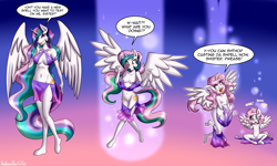 Size: 5000x3000 | Tagged: explicit, artist:anibaruthecat, princess celestia, age regression, anthro, banned from derpibooru, breasts, busty princess celestia, casual nudity, cewestia, clothes, crying, female, imported from twibooru, lolicon, nipples, nudity, pink mane, small breasts, underage, vulva, young, younger