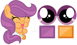 Size: 1920x1125 | Tagged: safe, artist:jonatanmagic, oc, oc:apple coat, baby, baby pony, deviantart watermark, earth pony, female, filly, foal, imported from derpibooru, obtrusive watermark, offspring, parent:apple bloom, parent:tender taps, parents:tenderbloom, pony, watermark