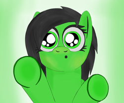 Size: 2500x2080 | Tagged: safe, artist:welderanon, oc, oc:filly anon, :o, earth pony, female, filly, foal, gradient background, imported from derpibooru, looking at you, mare, oc only, open mouth, pony, solo