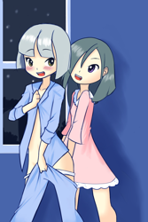 Size: 720x1080 | Tagged: suggestive, artist:drantyno, assisted exposure, banned from derpibooru, blushing, clothes, covering, edit, embarrassed, female, frilly underwear, human, human edit, humanized, imported from twibooru, limestone pie, lolicon, marble pie, nightgown, panties, panties around legs, panties pulled down, underage, underwear, white underwear