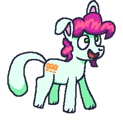 Size: 268x278 | Tagged: safe, artist:idadeerz, oc, bunny ears, digital art, female, filly, foal, goopfilly, hybrid, imported from derpibooru, ms paint, oc only, original species, pony, rabbit, rabbit pony, simple background, smiling, solo, transparent background