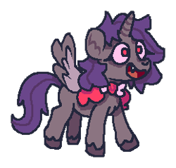 Size: 259x248 | Tagged: safe, artist:idadeerz, oc, oc:prin, alicorn, digital art, fangs, female, filly, foal, goopfilly, imported from derpibooru, ms paint, oc only, pony, simple background, smiling, solo, spread wings, transparent background, unshorn fetlocks, wings