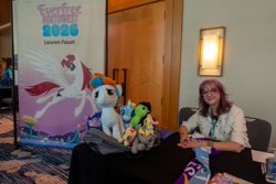Size: 3500x2333 | Tagged: safe, fluttershy, oc, oc:fausticorn, oc:filly anon, alicorn, derpy hooves, everfree northwest 2026, female, filly, foal, g4, imported from derpibooru, kirin, lauren faust, photo, plushie, skibidi toilet