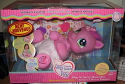 Size: 862x578 | Tagged: safe, photographer:absol, baby, baby pony, babywishes, backpack, bow, box, box cover, butterfly, cute, cuteness overload, cutewishes, daaaaaaaaaaaw, diaper, earth, electronic toy, english, female, filly, foal, french, g3, g3 logo, hair bow, heart, heart eyes, hnnng, human, human female, imported from derpibooru, indoors, irl, language, merchandise, my little pony logo, photo, play-n-carry skywishes, playmat, pony, skywishes, so soft, spanish, toy, try me, wingding eyes