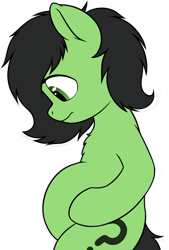 Size: 729x1081 | Tagged: safe, artist:smoldix, oc, oc:filly anon, bipedal, chest fluff, chubby, concerned, female, filly, foal, imported from derpibooru, not pregnant, oc only, pony, simple background, solo, transparent background, vector