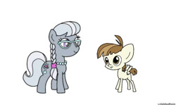 Size: 735x439 | Tagged: safe, artist:littlemissrissie, silver spoon, braid, colt, duo, duo male and female, earth pony, featherweight, female, filly, foal, g4, glasses, imported from derpibooru, male, pegasus, pony, shipping, silverweight, simple background, straight, white background