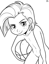Size: 2975x3850 | Tagged: explicit, artist:megasweet, babs seed, banned from derpibooru, basketball, complete nudity, female, grayscale, human, humanized, imported from twibooru, lineart, lolicon, monochrome, nipples, nudity, simple background, sports, underage, vagina, white background