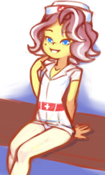 Size: 903x1495 | Tagged: suggestive, artist:drantyno, banned from derpibooru, child, clothes, equestria girls, female, hat, human, imported from twibooru, lolicon, nurse, nurse costume, nurse hat, nurse outfit, panties, solo, underage, underwear, vignette valencia, young, younger