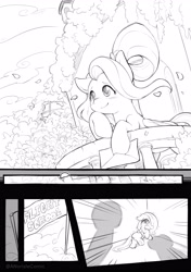 Size: 3496x4961 | Tagged: safe, artist:norisle, fluttershy, comic:letter, bully, bullying, female, filly, fluttershy's cottage, foal, g4, imported from derpibooru, lineart, pegasus