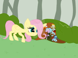 Size: 1024x768 | Tagged: safe, artist:heinousflame, fluttershy, boober fraggle, crossover, cute, female, filly, foal, fraggle, fraggle rock, g4, gobo fraggle, imported from derpibooru, male, mare, mokey fraggle, outdoors, pegasus, pony, shyabetes, wembley fraggle, younger