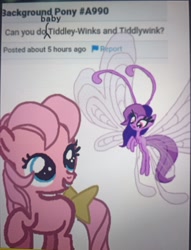 Size: 2566x3367 | Tagged: safe, artist:oumirot, series:oumirot series too many ponies, baby tiddley-winks, bow, cute, earth pony, female, filly, foal, g1, g1 to g4, g1betes, g3, g3 to g4, g3betes, g4, generation leap, generational ponidox, imported from derpibooru, mare, photo, picture of a screen, pony, tail, tail bow, tiddleybetes, tiddly wink, tiddlybetes