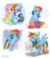 Size: 3746x4360 | Tagged: safe, artist:qwqbooting, fluttershy, rainbow dash, scootaloo, bed, book, campfire tales, clothes, comforting, cosplay, costume, crying, emanata, eyebrows, eyebrows visible through hair, female, filly, flying, foal, folded wings, g4, hat, high res, hug, imported from derpibooru, looking down, lying down, mare, my little pony: friendship is magic, onomatopoeia, pegasus, pony, prone, raised hoof, rarity investigates, sad, scared, season 5, season 6, season 7, shirt, simple background, sitting, slippers, smiling, sound effects, spread wings, starry eyes, stranger than fan fiction, tank, tank slippers, tanks for the memories, tortoise, wingding eyes, wings, zzz
