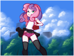 Size: 1620x1220 | Tagged: suggestive, artist:drantyno, sweetie belle, banned from derpibooru, clothes, equestria girls, female, imported from twibooru, lolicon, panties, skirt, underage, underwear, upskirt