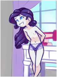 Size: 1170x1600 | Tagged: questionable, artist:drantyno, rarity, banned from derpibooru, cameltoe, child, clothes, equestria girls, female, human, imported from twibooru, lolicon, panties, partial nudity, topless, underage, underwear, young, younger