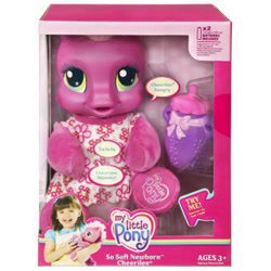 Size: 400x400 | Tagged: safe, photographer:absol, ages 3+, baby, baby bottle, baby cheerilee (g3), baby pony, bottle, box, box art, box cover, cheerilee (g3), clothes, cup, diacheeries, earth pony, electronic toy, female, filly, foal, g3, g3 logo, human, human female, imported from derpibooru, irl, irl human, my little pony logo, newborn cuties, official, photo, pony, shirt, short sleeves, simple background, sippy cup, so soft, so soft newborn cheerilee, starry eyes, target demographic, toy, try me, white background, wingding eyes