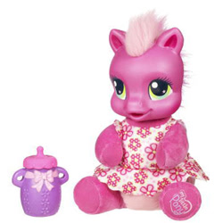 Size: 400x400 | Tagged: safe, photographer:absol, baby, baby bottle, baby cheerilee (g3), baby pony, bottle, cheerilee (g3), clothes, cup, cute, diaper, earth pony, electronic toy, female, filly, foal, g3, imported from derpibooru, irl, newborn cuties, official, photo, plushie, pony, shirt, simple background, sippy cup, so soft, so soft newborn cheerilee, solo, starry eyes, toy, white background, wingding eyes