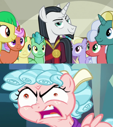 Size: 500x563 | Tagged: safe, editor:zyuva, 2 panel comic, angry, chancellor neighsay, comic, cozy glow, cozy glow is best facemaker, cozy glow is not amused, crazy glow, cropped, derpibooru exclusive, earth pony, edit, edited screencap, faic, fast break, female, fiery fricket, filly, final countdown, foal, friendship university, g4, high roller, horn, imported from derpibooru, insanity, jewelry, las pegasus resident, male, mare, my little pony: friendship is magic, necklace, pegasus, pony, saturn (g4), school raze, screencap, screencap comic, season 8, silver waves, smug, stallion, sweet buzz, unamused, unicorn, wintergreen, wrong aspect ratio