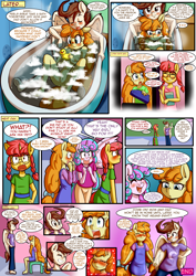 Size: 1860x2622 | Tagged: explicit, artist:anibaruthecat, princess flurry heart, oc, oc:light rose, comic:incest-d-licious, alicorn, anthro, banned from derpibooru, bath, bathroom, bathtub, blushing, bubble, bubble bath, cake twins, clothes, comic, female, gossip, imported from twibooru, incest, lolicon, male, pegasus, pound cake, pumpkin cake, rubber duck, shared bathing, shotacon, siblings, tub, twins, underage, unguligrade anthro, unicorn, wings