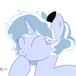 Size: 1280x1280 | Tagged: safe, artist:composerflea, oc, oc:remil clouds, bow, child, female, filly, foal, horn, imported from derpibooru, pony, simple background, solo, unicorn, unicorn oc, white background