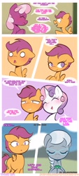 Size: 2000x4442 | Tagged: safe, artist:trash art, scootaloo, silver spoon, sweetie belle, comic:sweet apple, 6 panel comic, cheerilee, comic, drink, earth pony, eyes closed, female, filly, foal, g4, horn, imported from derpibooru, juice, juice box, mare, pegasus, pony, speech bubble, text, translation, unicorn