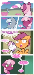 Size: 2000x4442 | Tagged: safe, artist:trash art, scootaloo, silver spoon, sweetie belle, comic:sweet apple, 5 panel comic, cheerilee, comic, earth pony, female, filly, foal, g4, glasses, horn, imported from derpibooru, mare, missing cutie mark, pegasus, pony, speech bubble, translation, unicorn