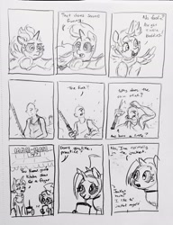 Size: 2268x2947 | Tagged: suggestive, artist:pony quarantine, oc, oc:anon, oc:dyx, oc:hyx, series:pq funnies, alicorn, comic, comic strip, dialogue, drink, drinking, drinking straw, female, fetish, filly, fishing rod, flying, foal, golden shower, grayscale, human, imported from derpibooru, male, monochrome, oc only, pencil drawing, pissing, pony, speech bubble, traditional art, trio, urine, watersports, windswept mane