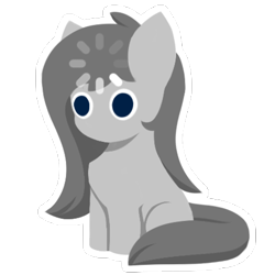 Size: 512x512 | Tagged: safe, artist:hugo231929, oc, oc:perl tech, blank eyes, chibi, earth pony, emoji, emoticon, female, filly, foal, imported from derpibooru, loading, long hair, long mane, long tail, meme, minimalist, no mouth, no thoughts head empty, simple background, sitting, stare, tail, thinking, transparent background, wide eyes